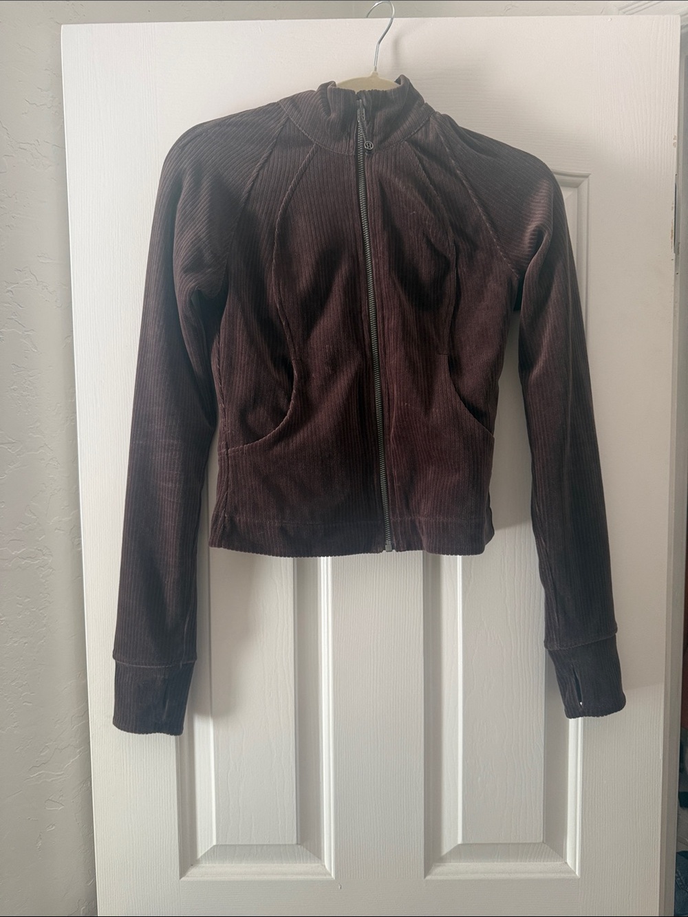 lululemon athletica Chocolate Brown Corduroy Zip-Up Bomber Jacket